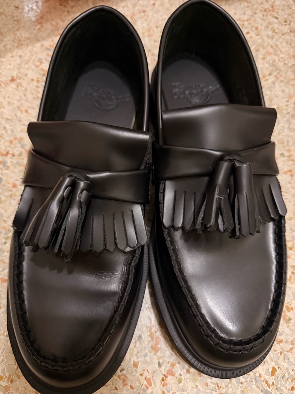 Dr. Martens Black Leather Tassel Kiltie Loafers